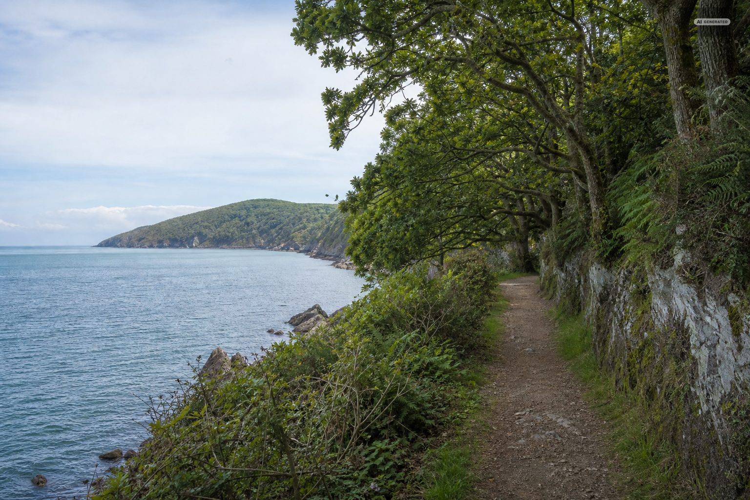 A level riverside path beside the East Lyn under tree cover