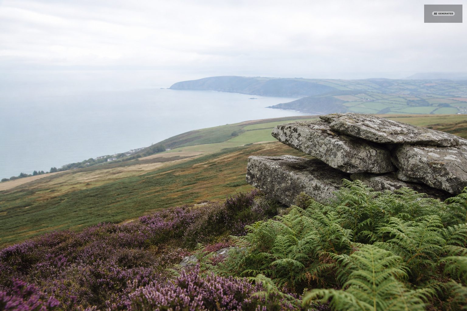 Heather and bracken on the open moor above the villages