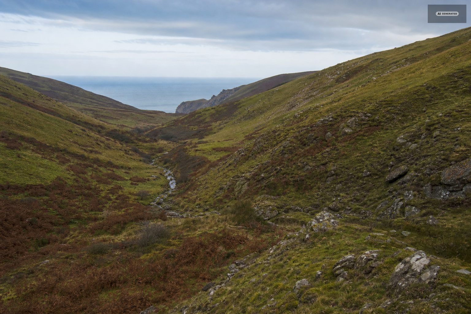 The Doone Valley, named after Blackmore died, on the Exmoor coast at Lynton and Lynmouth