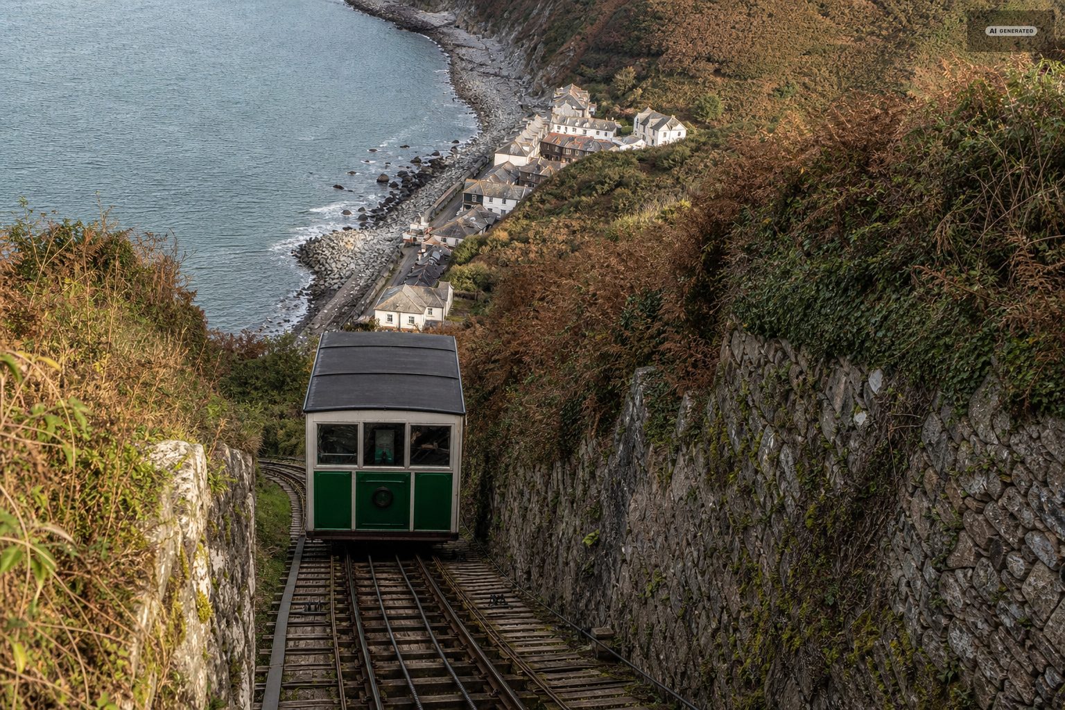 How the cliff railway works, on the Exmoor coast at Lynton and Lynmouth