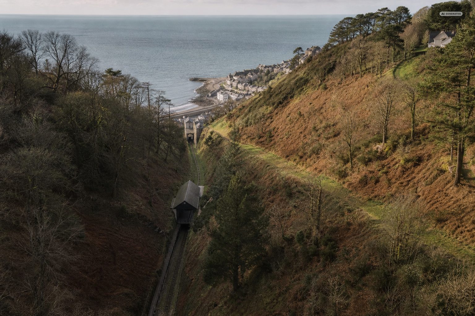 Where the Lynton and Lynmouth stations are, on the Exmoor coast at Lynton and Lynmouth