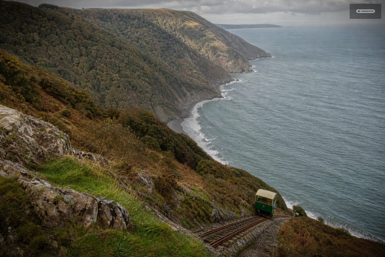 Why a water powered railway survived here, on the Exmoor coast at Lynton and Lynmouth