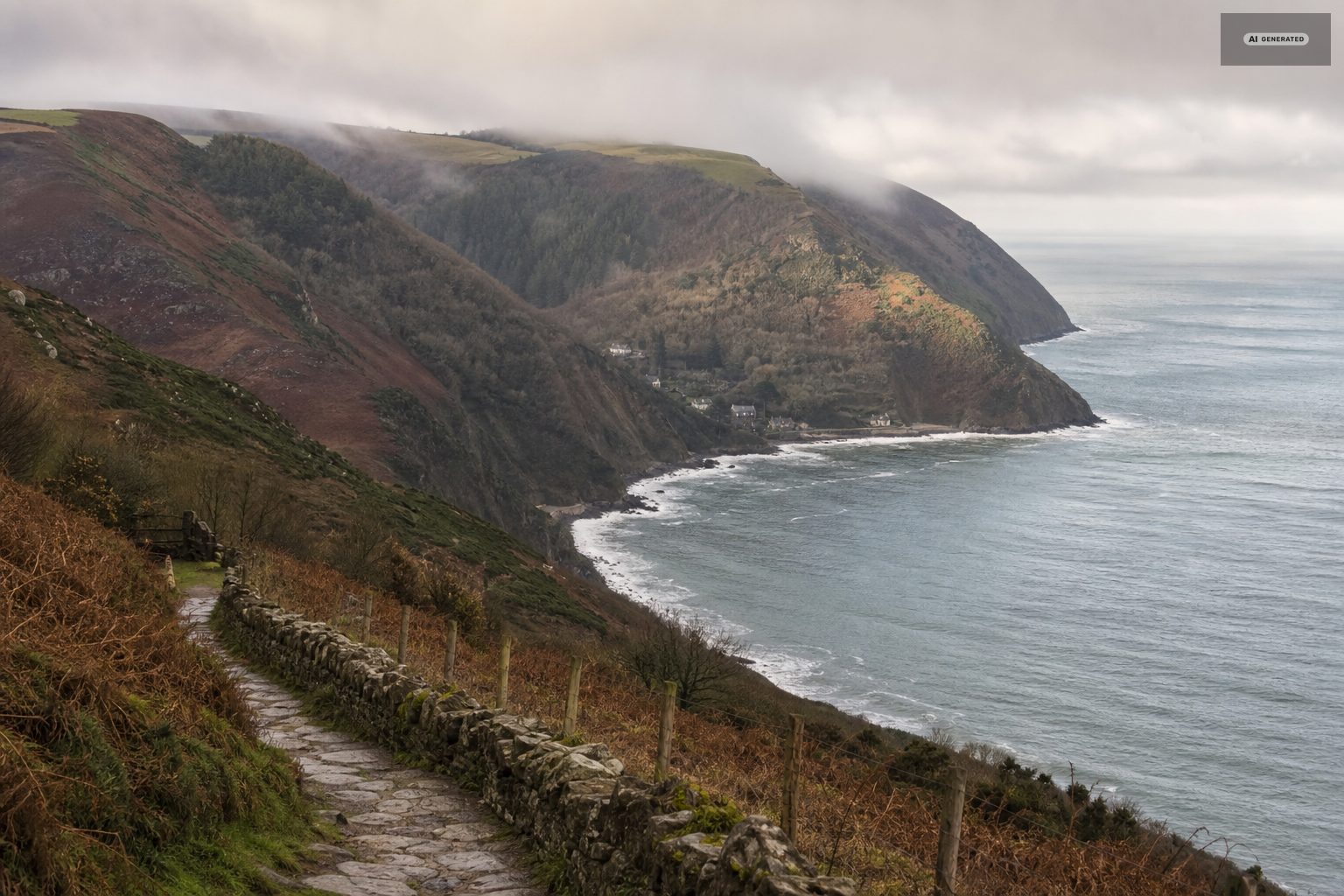 Winter, on the Exmoor coast at Lynton and Lynmouth
