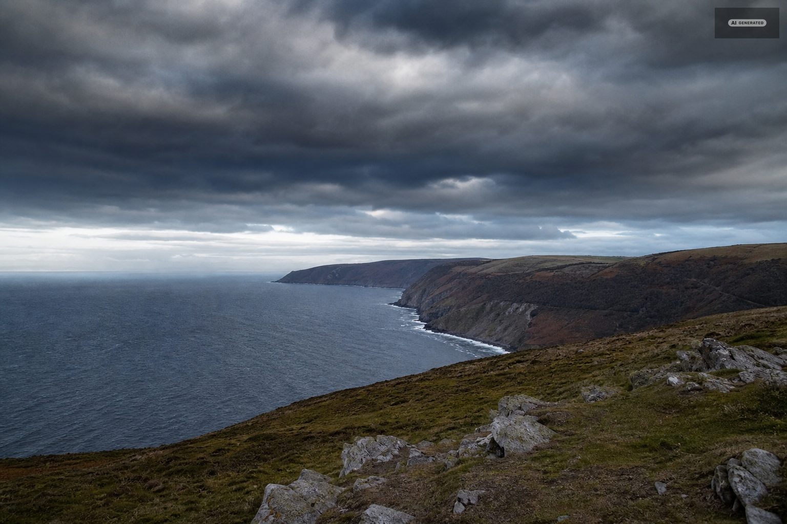Dark skies, on the Exmoor coast at Lynton and Lynmouth