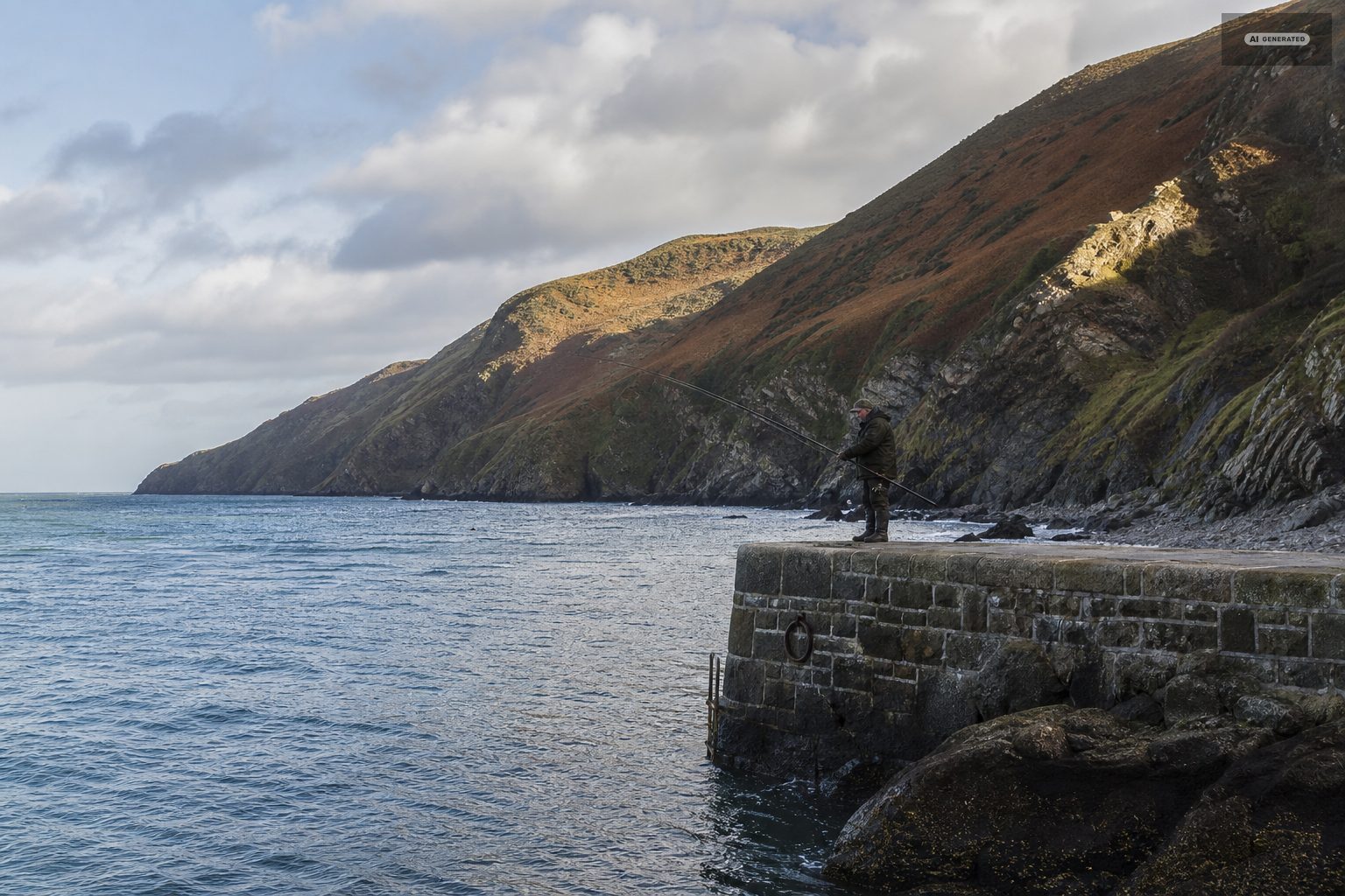 Sea fishing, on the Exmoor coast at Lynton and Lynmouth