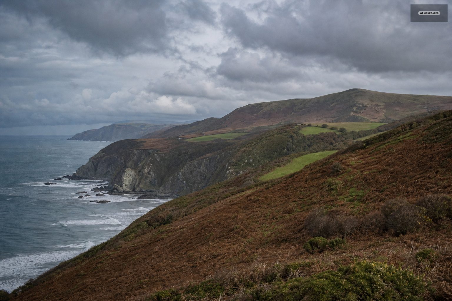 The cloud-seeding question, on the Exmoor coast at Lynton and Lynmouth