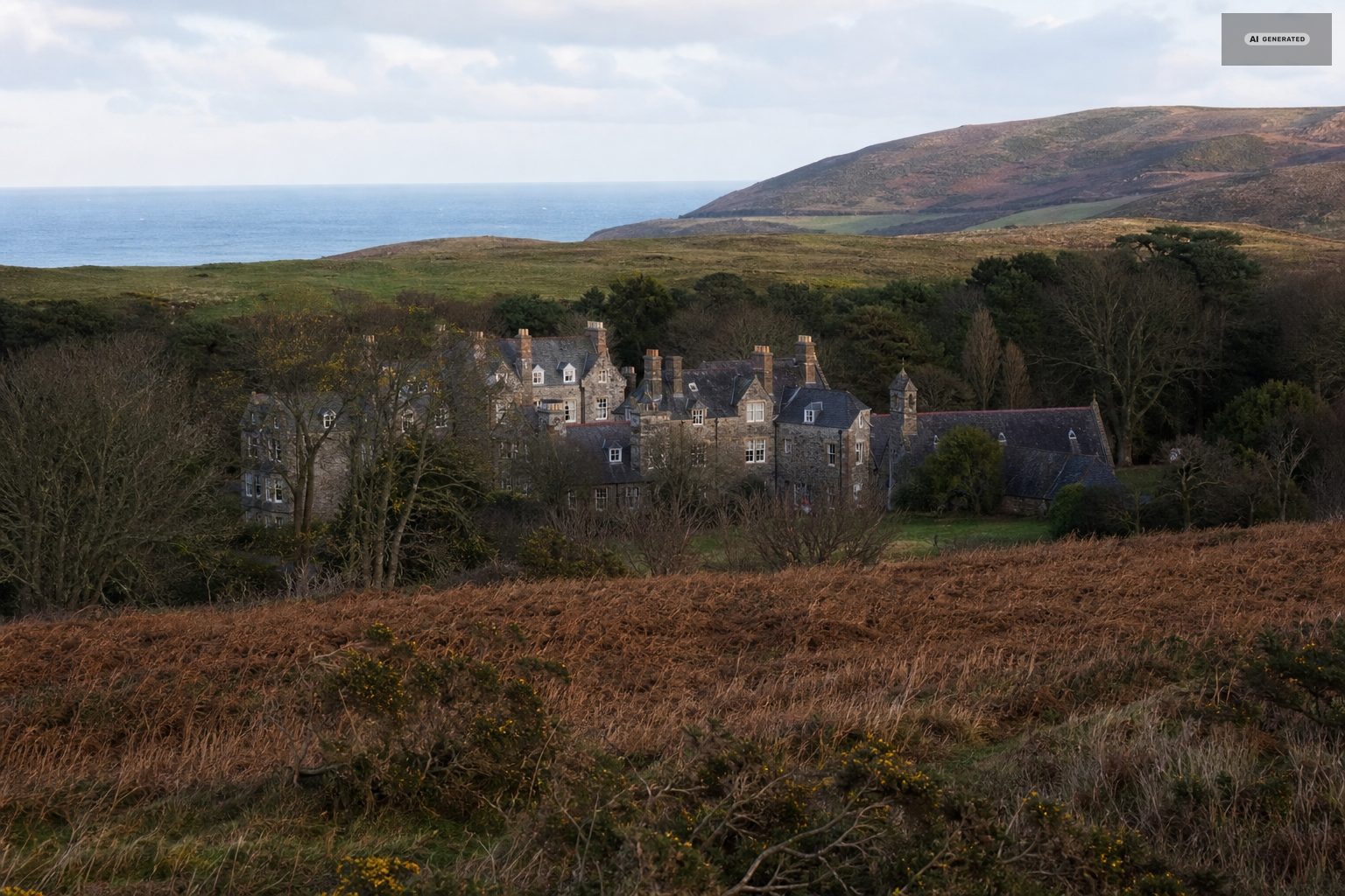 Big houses on the moor, on the Exmoor coast at Lynton and Lynmouth