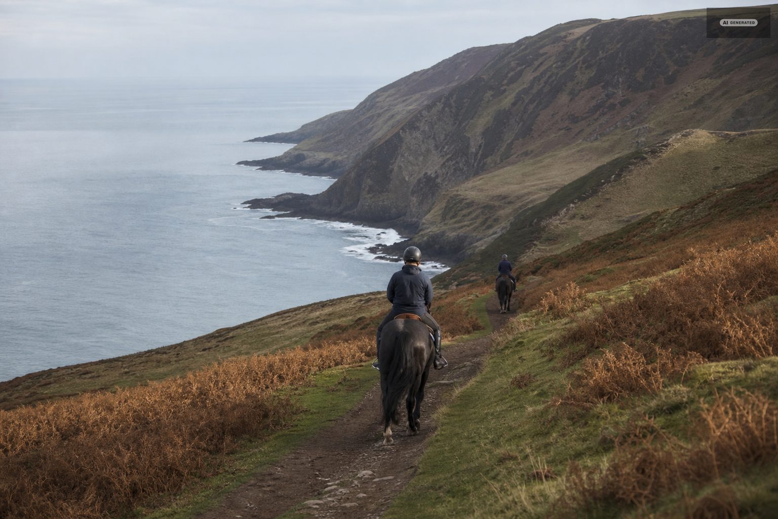 Riding safely on open ground, on the Exmoor coast at Lynton and Lynmouth