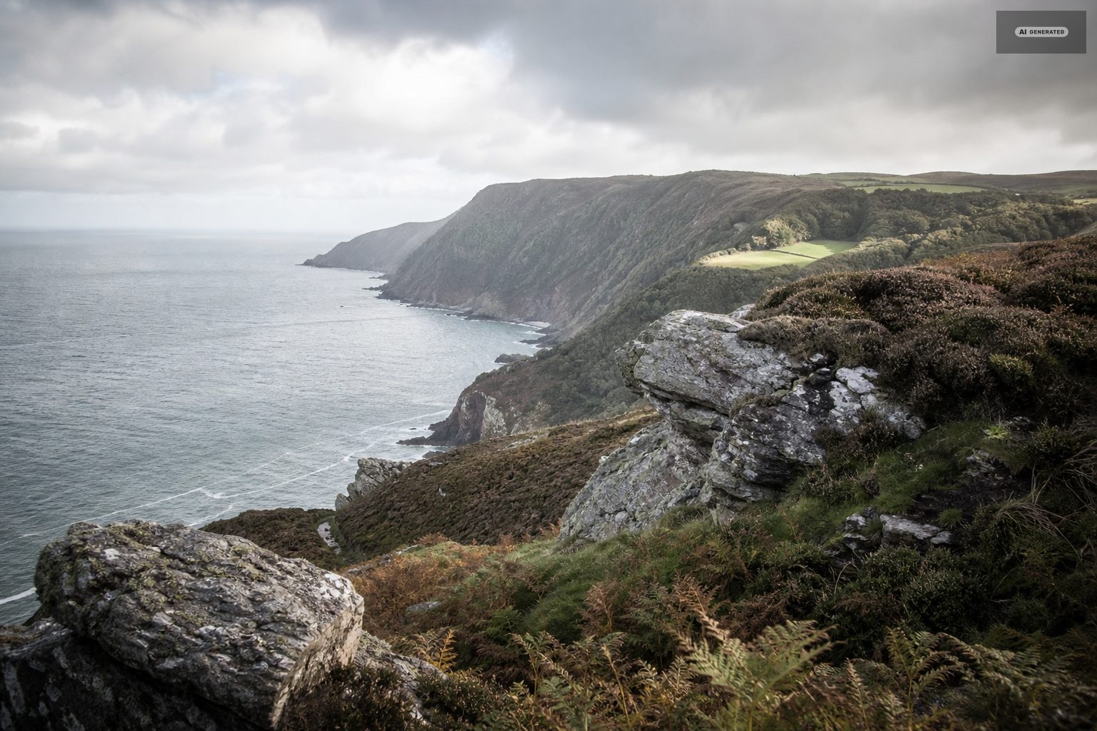 Coast and moor, on the Exmoor coast at Lynton and Lynmouth