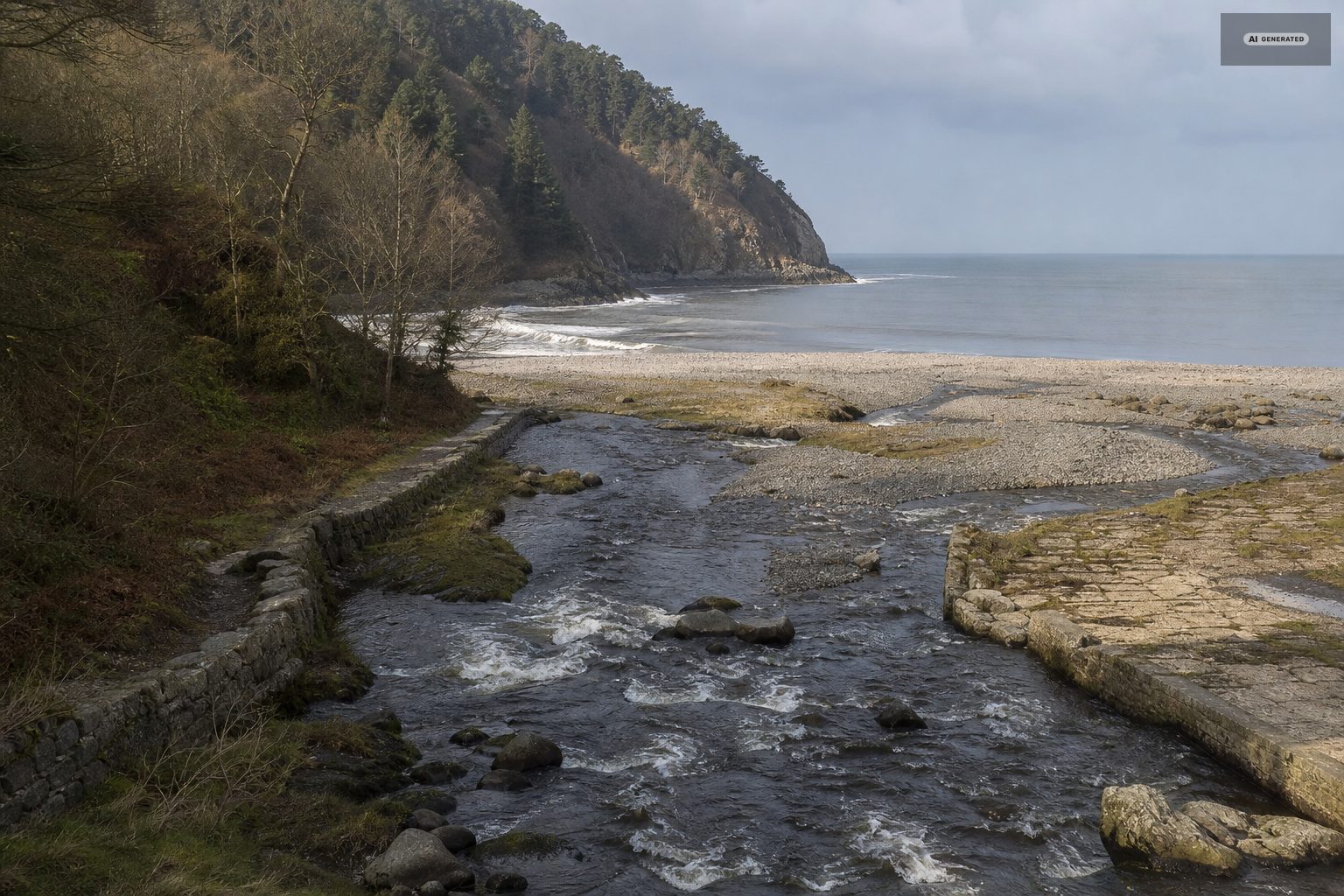 The rivers, on the Exmoor coast at Lynton and Lynmouth
