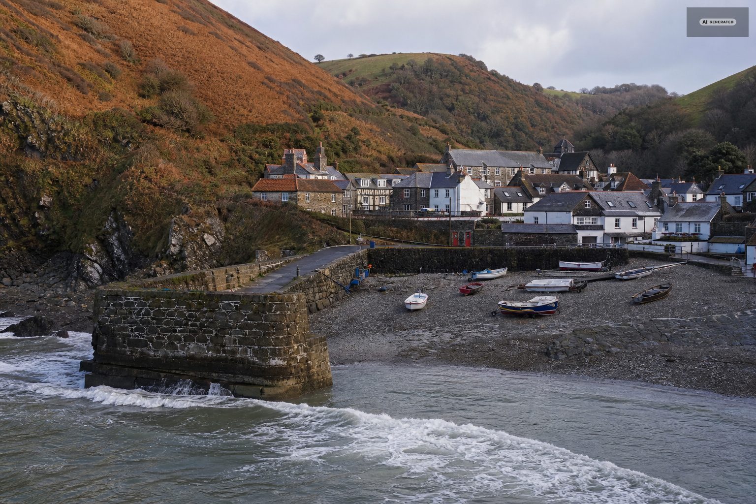 The seasons at the harbour, on the Exmoor coast at Lynton and Lynmouth