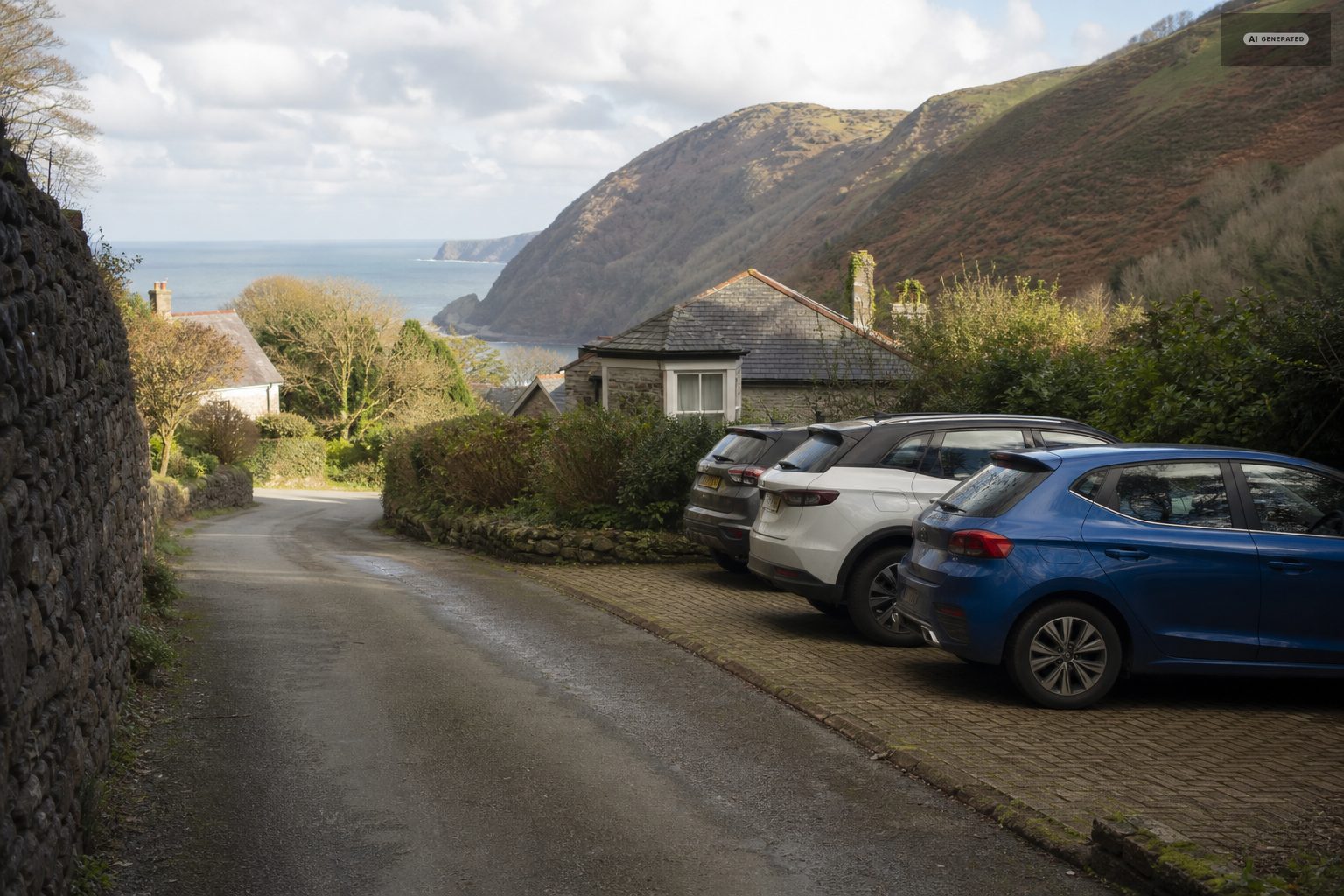 Parking and arrival, on the Exmoor coast at Lynton and Lynmouth