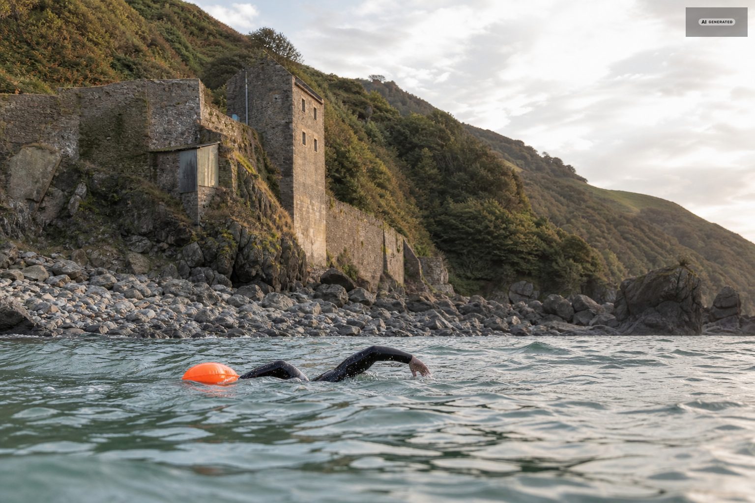 Swimming from Lynmouth, on the Exmoor coast at Lynton and Lynmouth