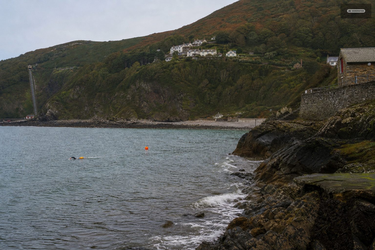 Safety, briefly, on the Exmoor coast at Lynton and Lynmouth