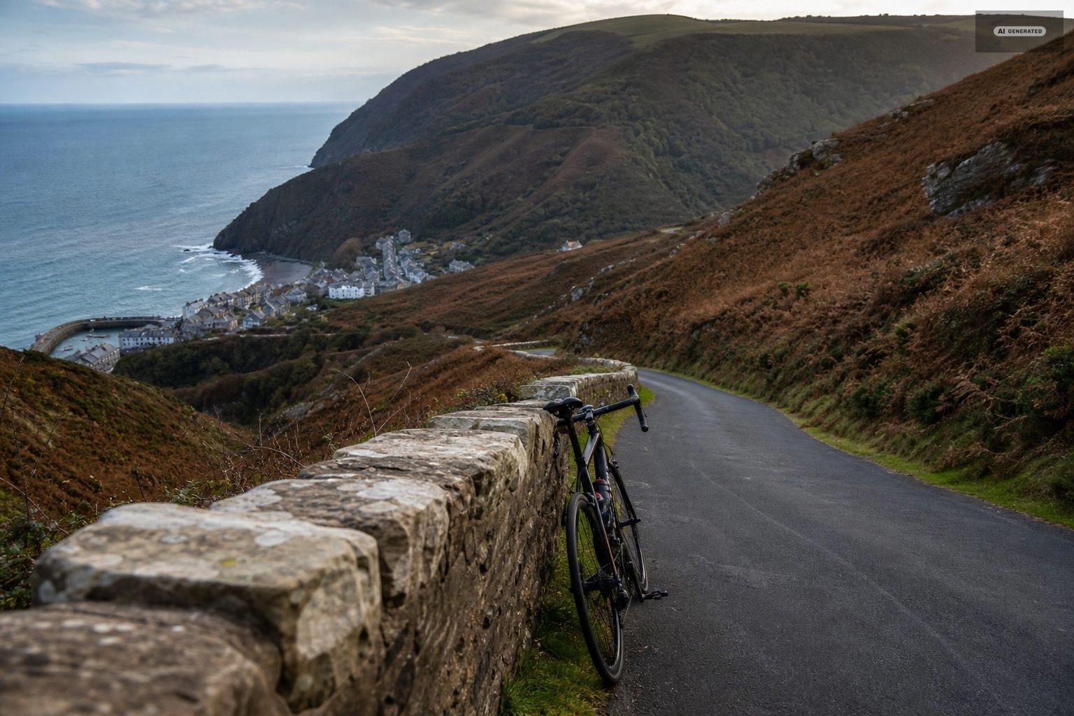 By bike, on the Exmoor coast at Lynton and Lynmouth