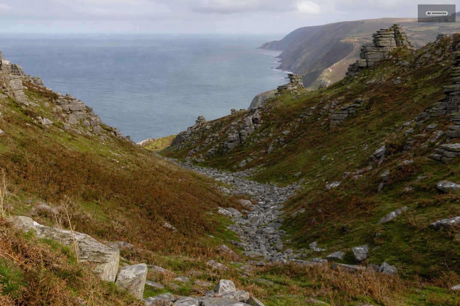 Why the Valley of the Rocks has no river in it, on the Exmoor coast at Lynton and Lynmouth