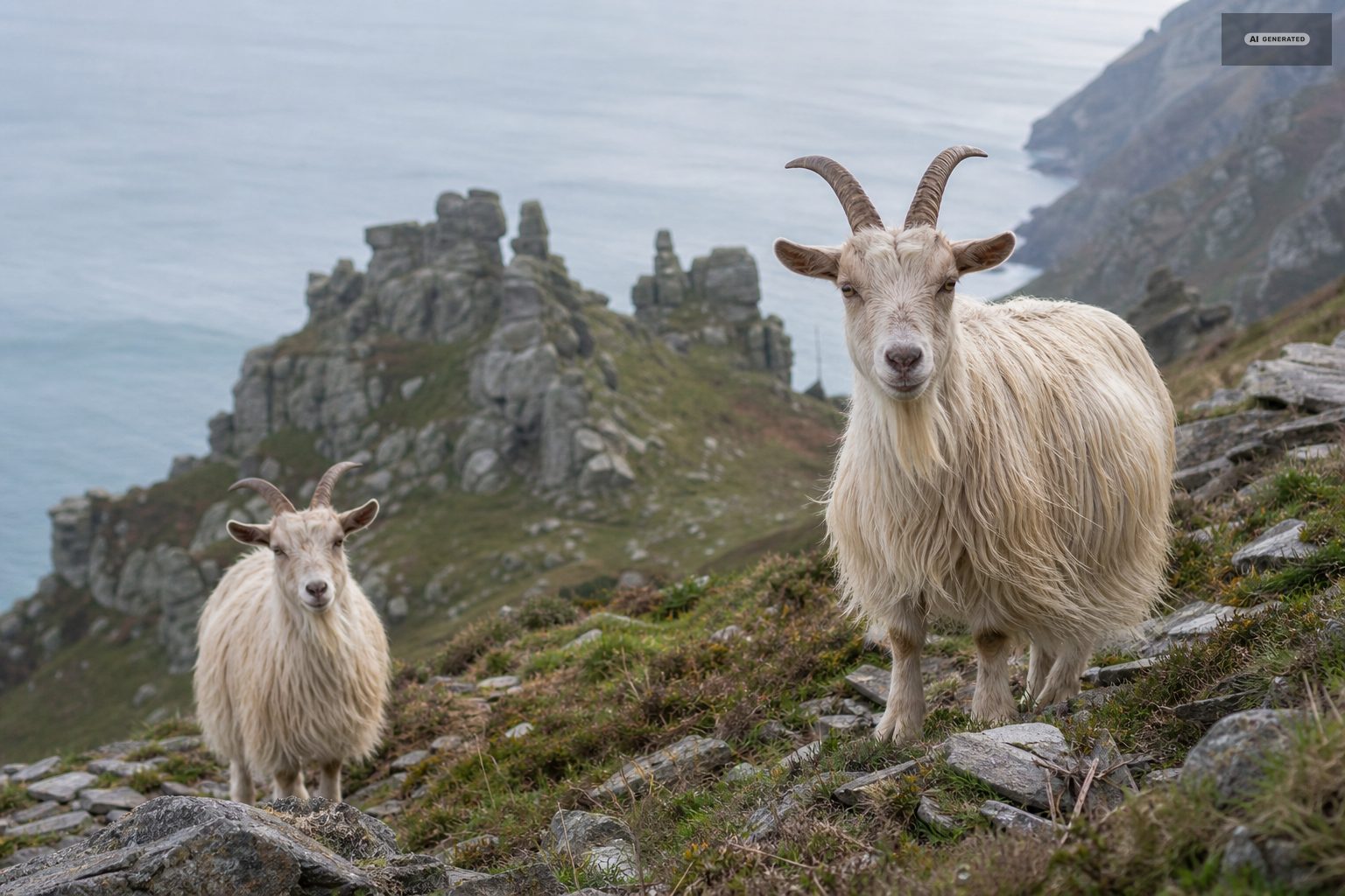 The goats, on the Exmoor coast at Lynton and Lynmouth